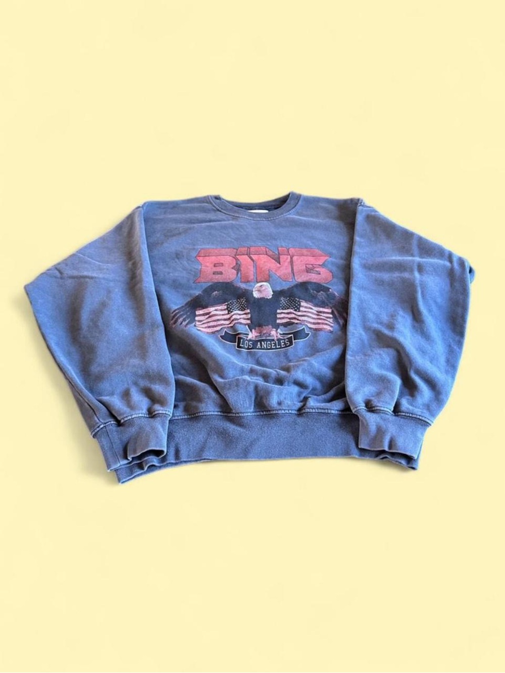 ANINE BING Eagle Los Angeles Graphic Sweatshirt Faded Black Women’s Size S